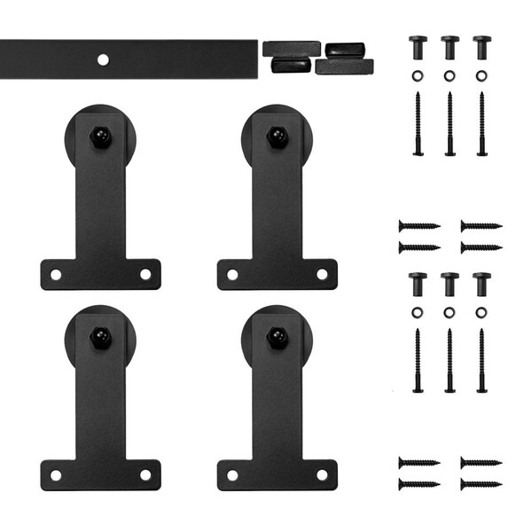 Quiet Glide Soft Close 48" Black Front Mount Mini Double Barn Door Hardware NT.1310.04.08-48-2-SC - main